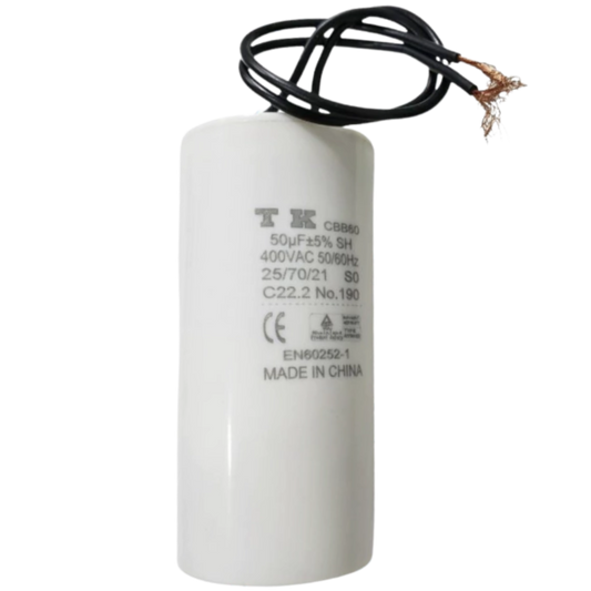 Capacitor De Partida 50uF 400V 45x93mm (2Fios)