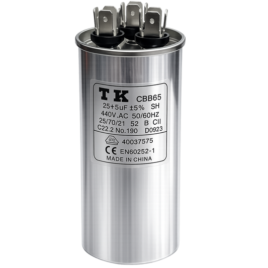 Capacitor De Partida 25uF+5uF 440V 50x90mm (Fast-on)