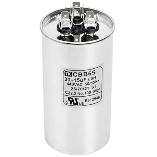 Capacitor De Partida 30uF+15uF 440V 50x105mm (Fast-on)