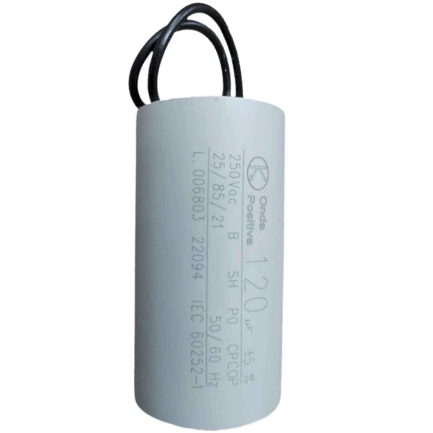 Capacitor De Partida 120uF 250V 50x95mm (2Fios)