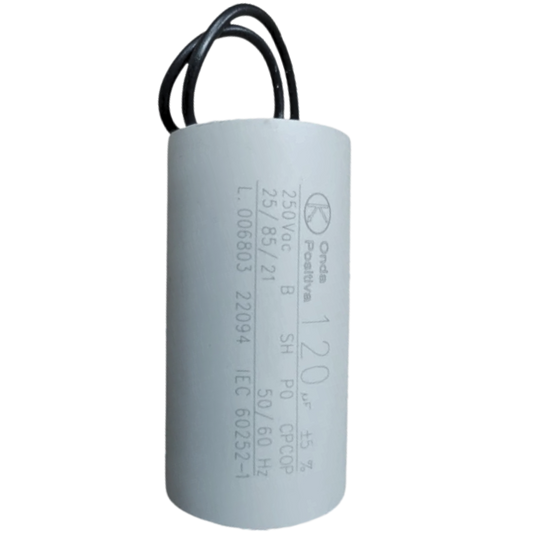 Capacitor De Partida 120uF 250V 50x95mm (2Fios)