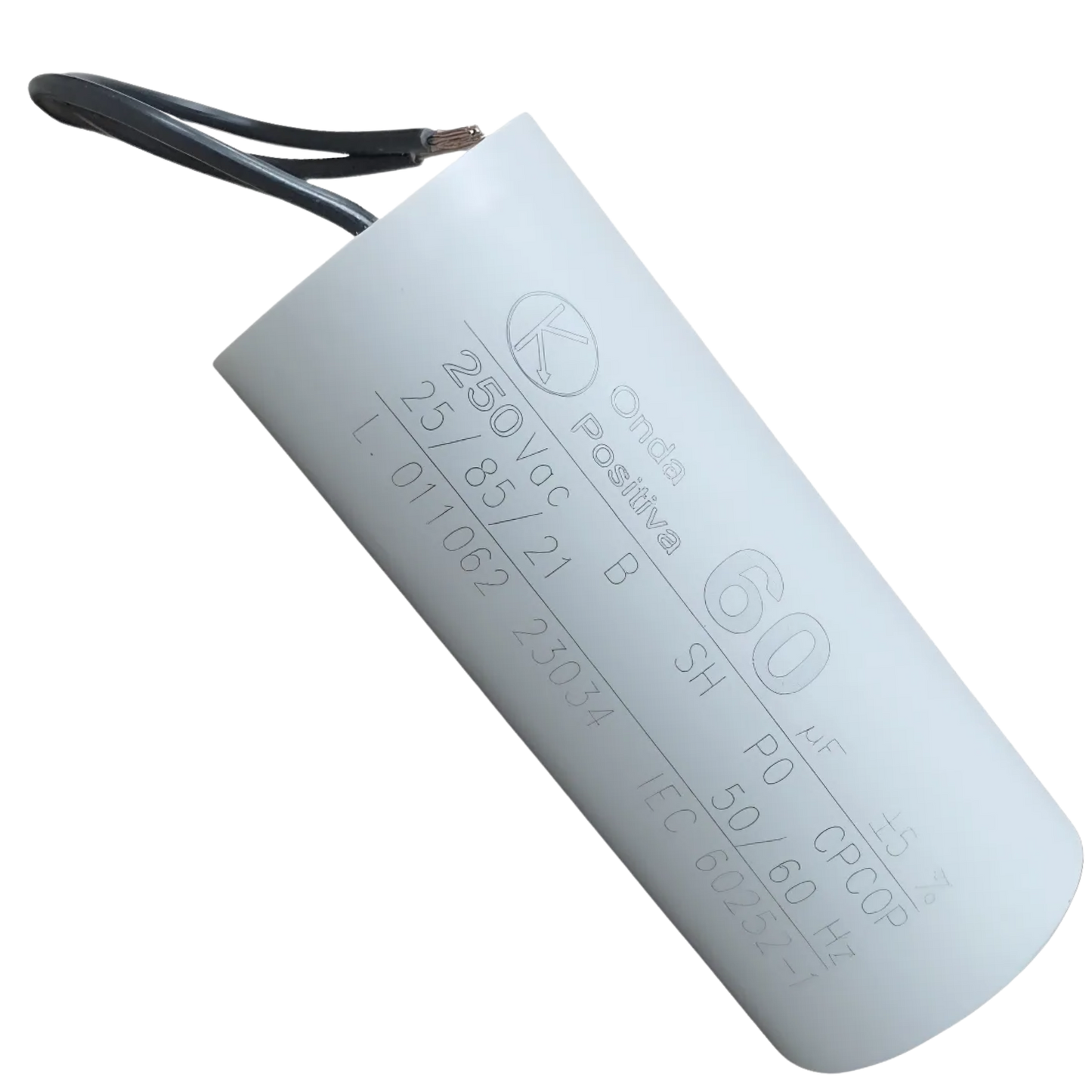 Capacitor De Partida 60uF 250V 40x95mm (2Fios)