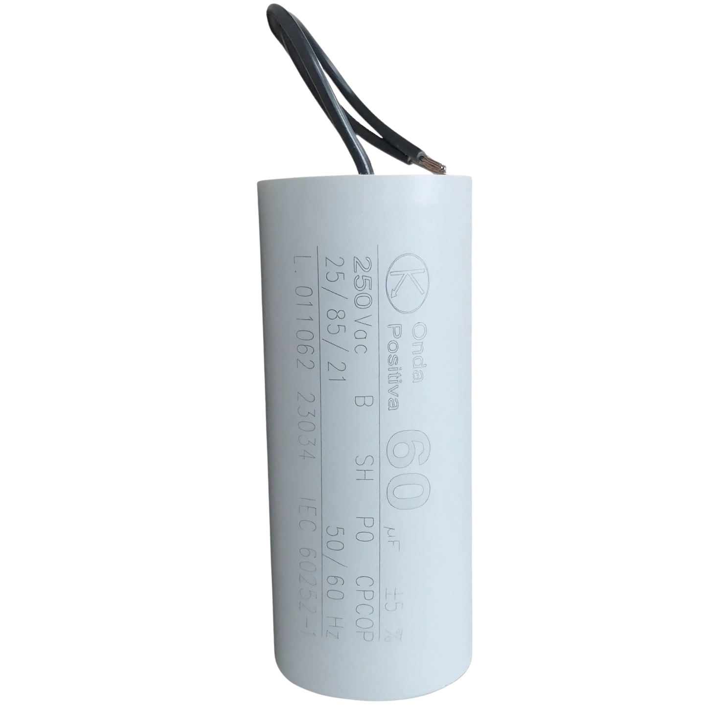Capacitor De Partida 60uF 250V 40x95mm (2Fios)
