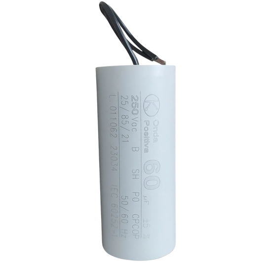 Capacitor De Partida 60uF 250V 40x95mm (2Fios)