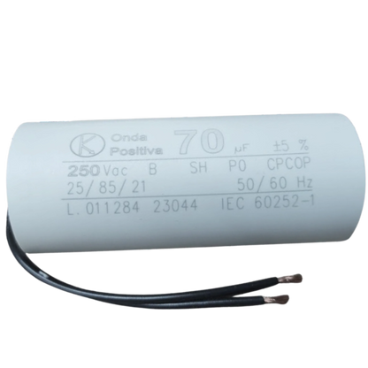 Capacitor De Partida 70uF 250V 40x95mm (2Fios)