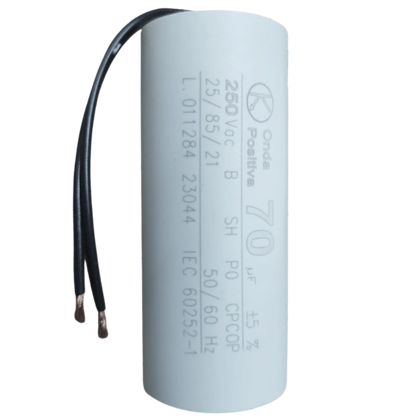 Capacitor De Partida 70uF 250V 40x95mm (2Fios)