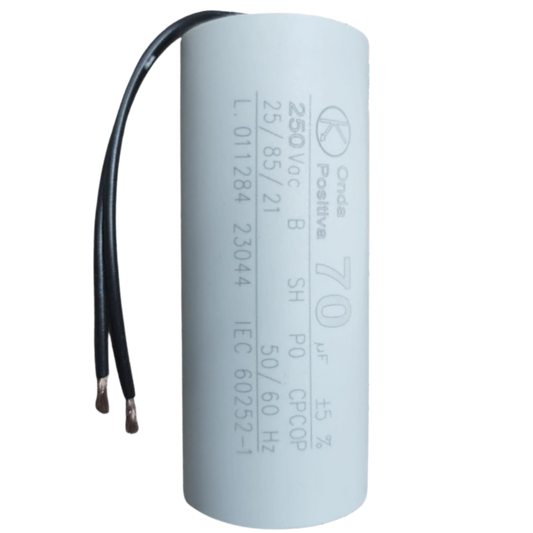 Capacitor De Partida 70uF 250V 40x95mm (2Fios)