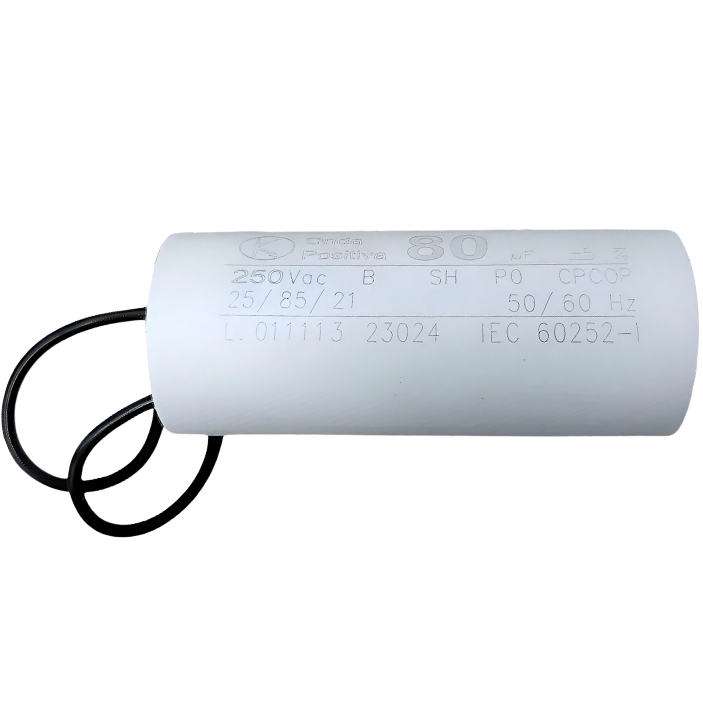 Capacitor De Partida 80uF 250V 40x95mm (2Fios)