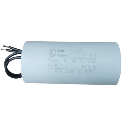 Capacitor De Partida 100uF 250V 45x95mm (2Fios)