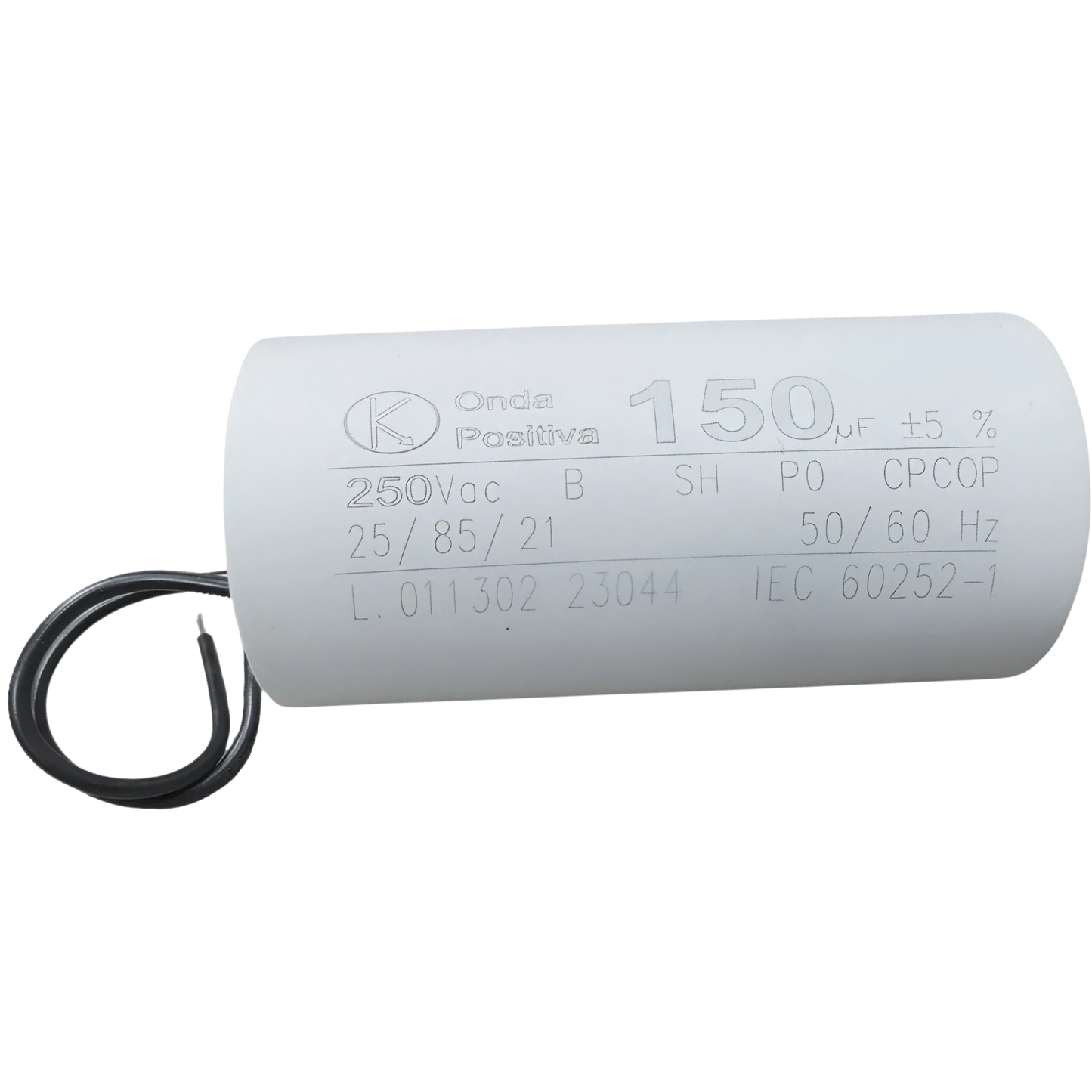 Capacitor De Partida 150uF 250V 60x120mm (2Fios)