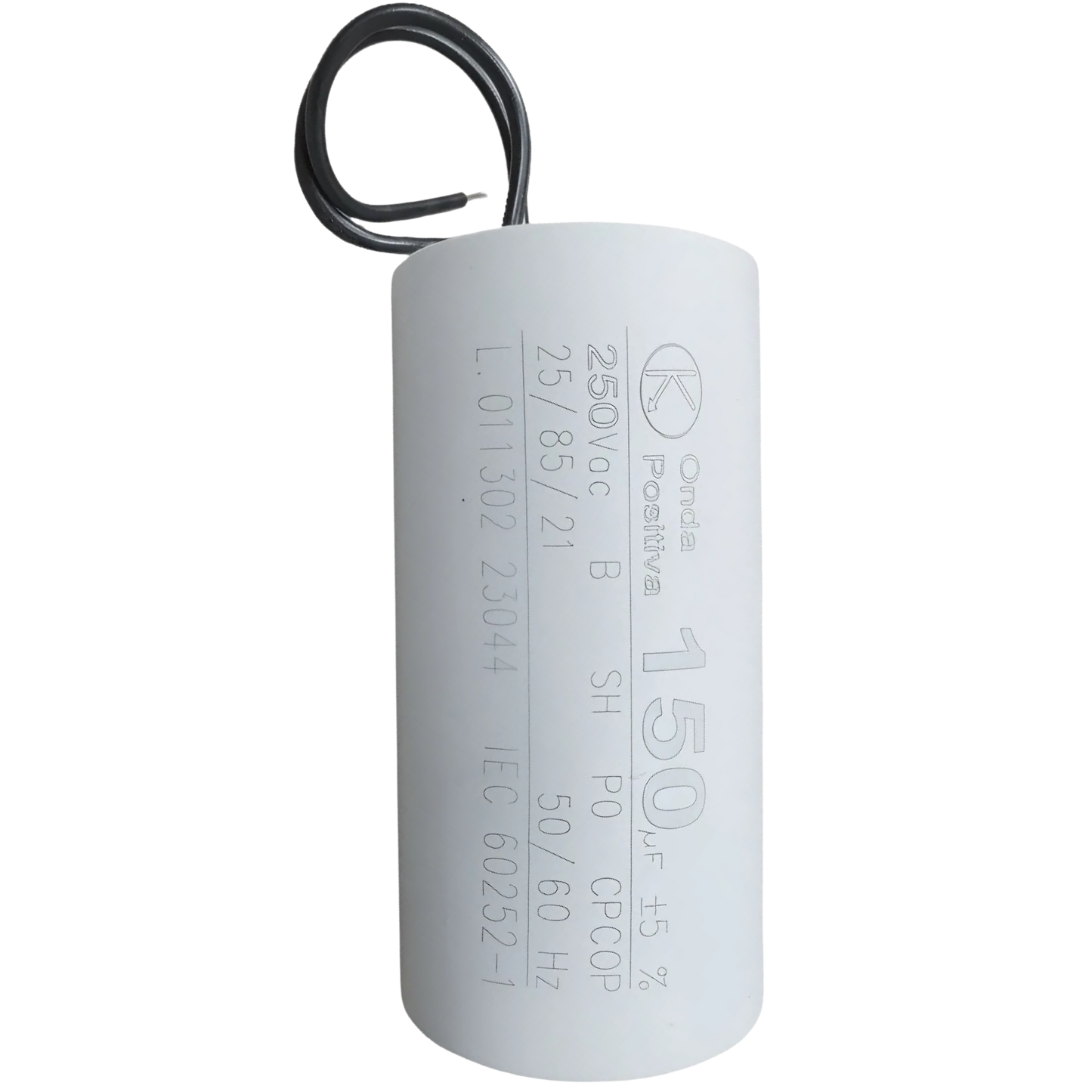 Capacitor De Partida 150uF 250V 60x120mm (2Fios)