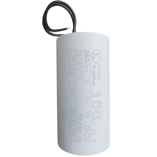 Capacitor De Partida 150uF 250V 60x120mm (2Fios)