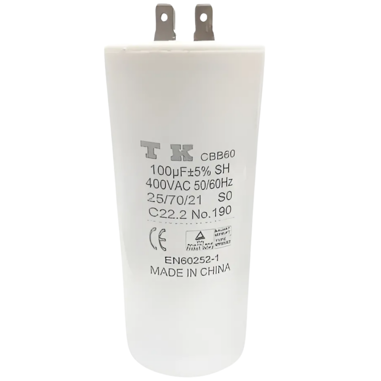 Capacitor De Partida 100uF 400V 55x117mm (Fast-on)