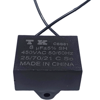 Capacitor De Partida CBB61 8uF 450V (2Fios)