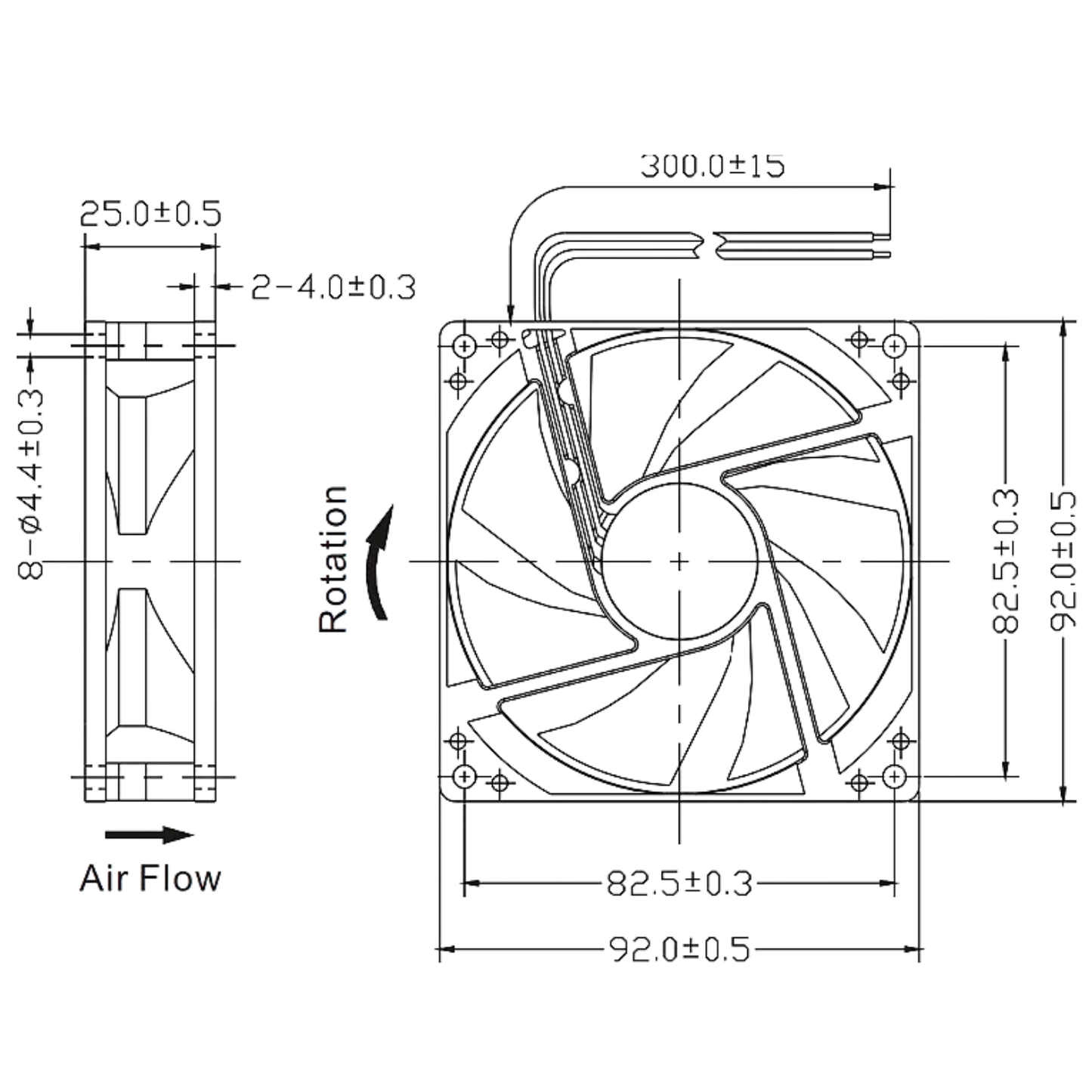 Microventilador HDB0912UA 12VDC 0,30A 92x92x25mm