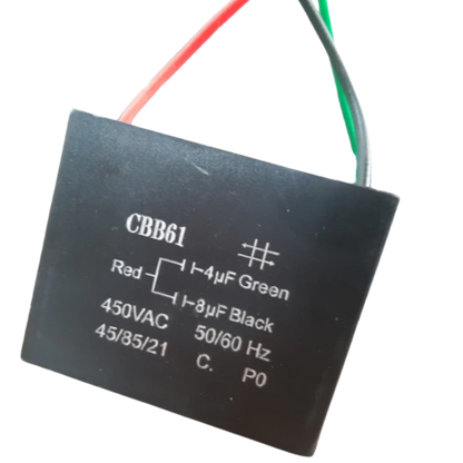 Capacitor De Partida CBB61 4uF+8uF 450V (3Fios)