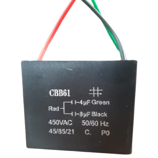 Capacitor De Partida CBB61 4uF+8uF 450V (3Fios)