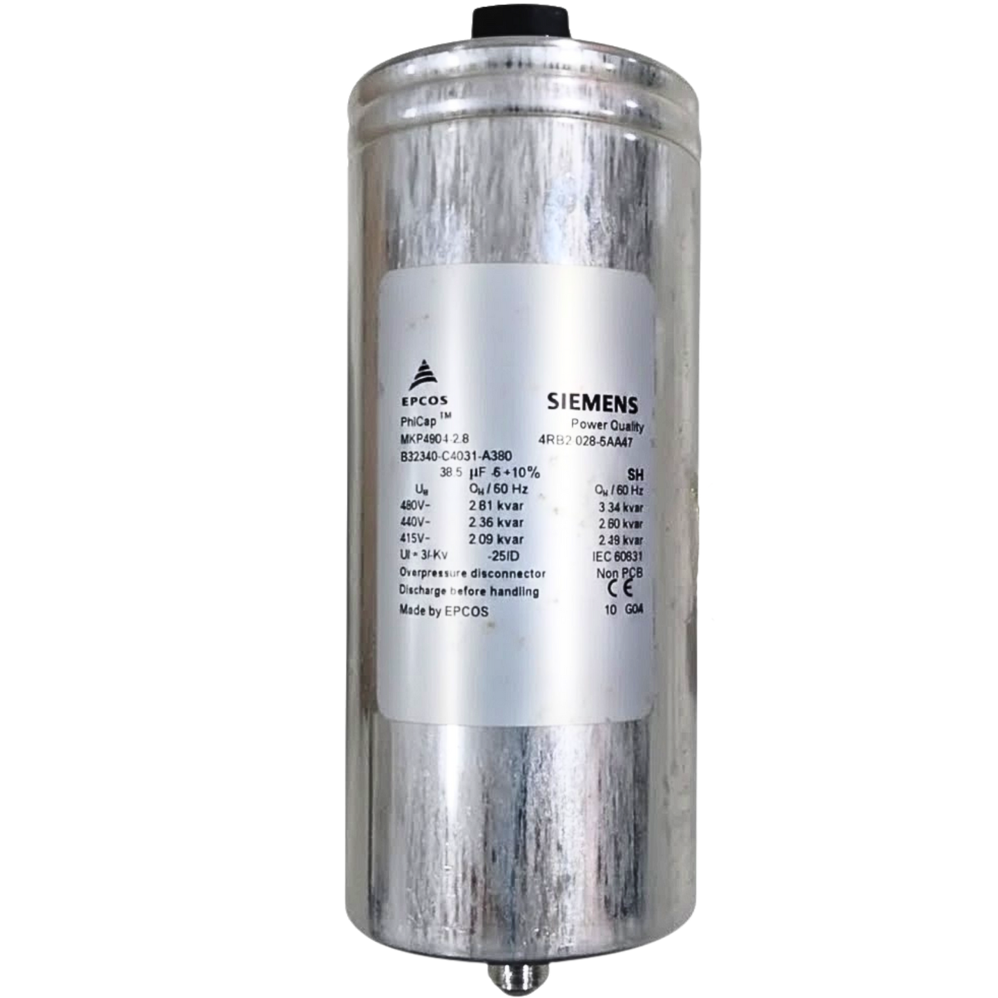 Capacitor Phicap 38,5uF 480V 3,3kVar B32340-C4031-A 64x142mm