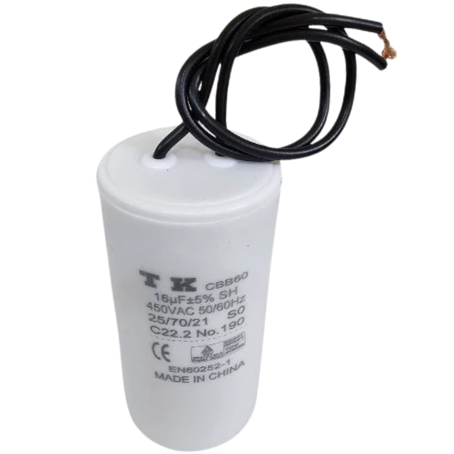 Capacitor De Partida 15uF 450V 38x76mm (2Fios)