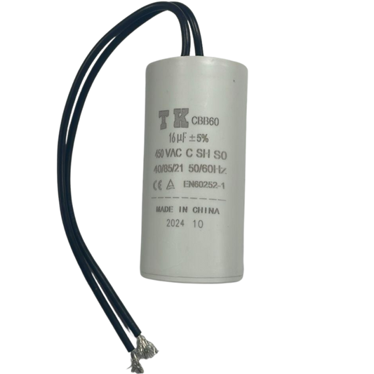 Capacitor De Partida 16uF 450V 37x76mm (2Fios)