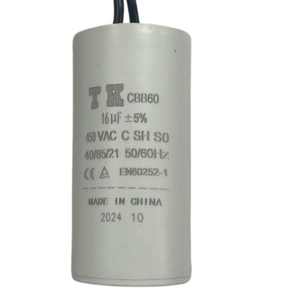 Capacitor De Partida 16uF 450V 37x76mm (2Fios)