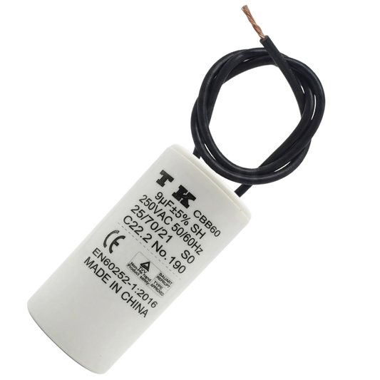 Capacitor De Partida 9uF 250V 27x48mm (2Fios)