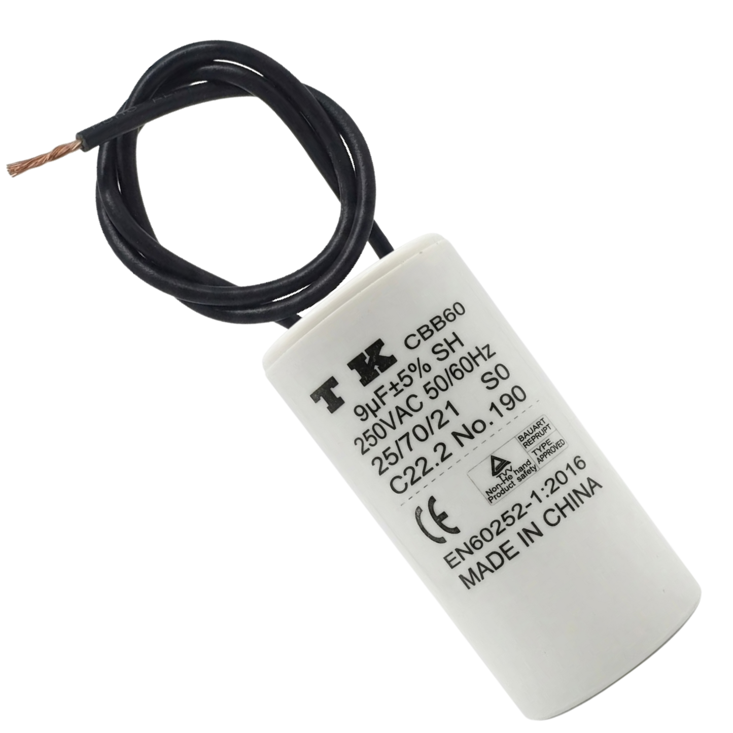Capacitor De Partida 9uF 250V 27x48mm (2Fios)