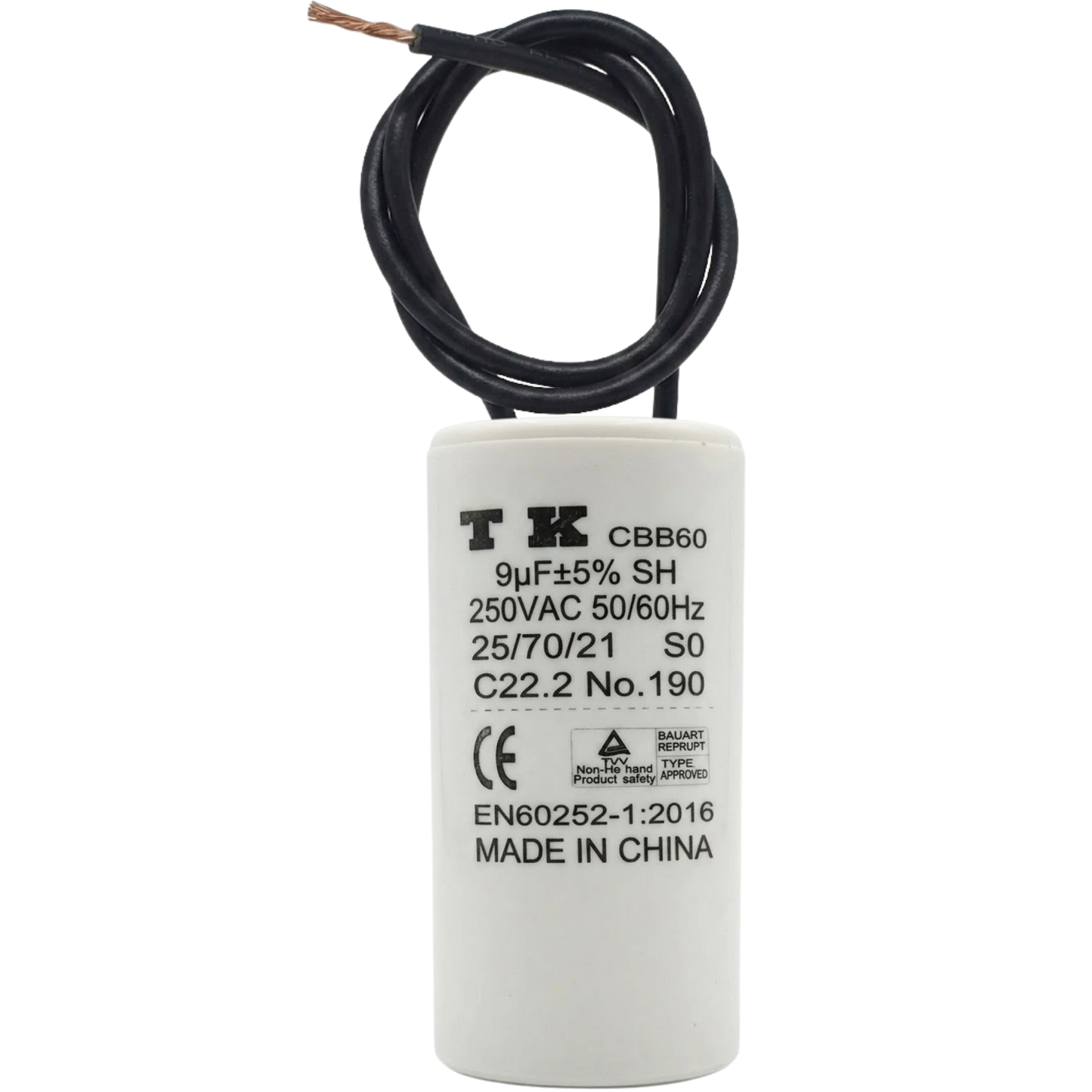 Capacitor De Partida 9uF 250V 27x48mm (2Fios)