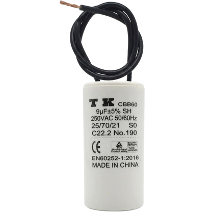 Capacitor De Partida 9uF 250V 27x48mm (2Fios)