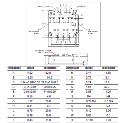 Módulo Tiristor CM75TU-12F 600V 75A