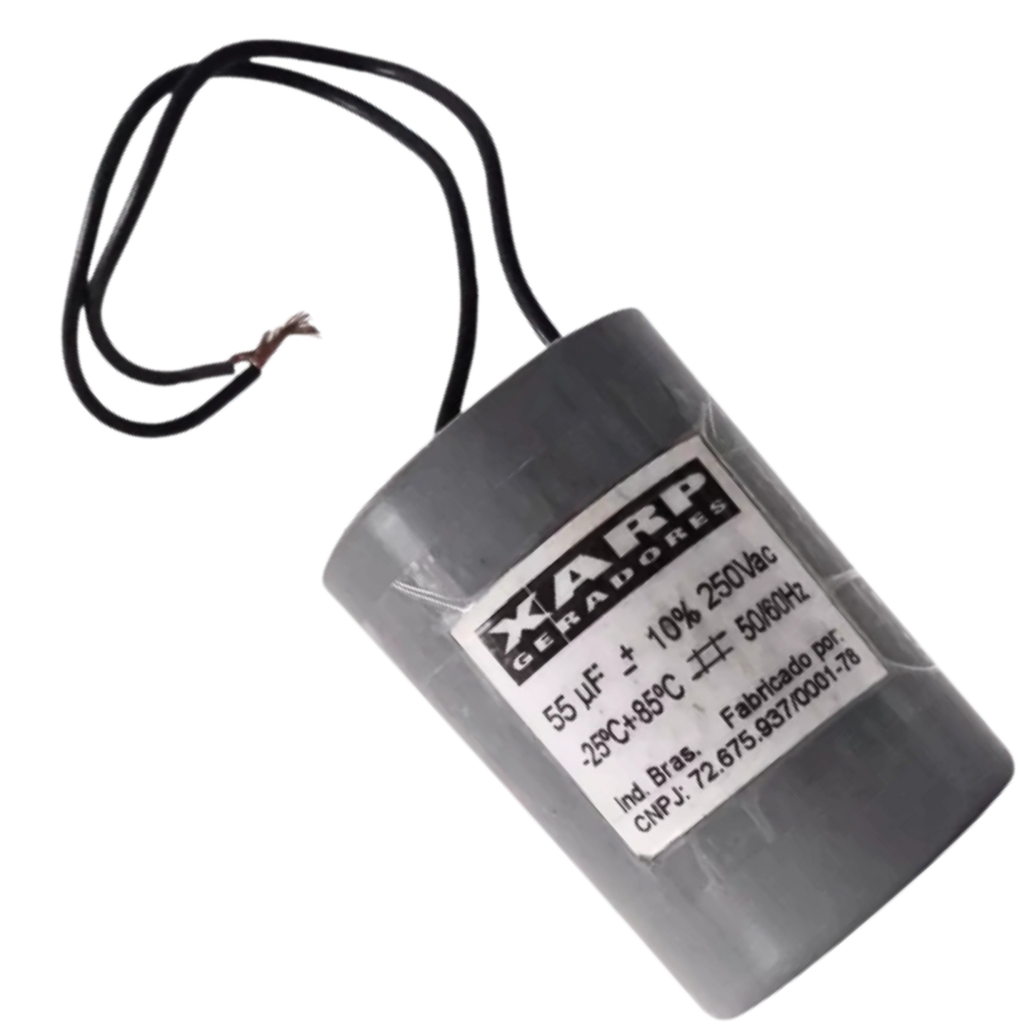Capacitor De Partida 55uF 250V 40x70mm (2Fios)