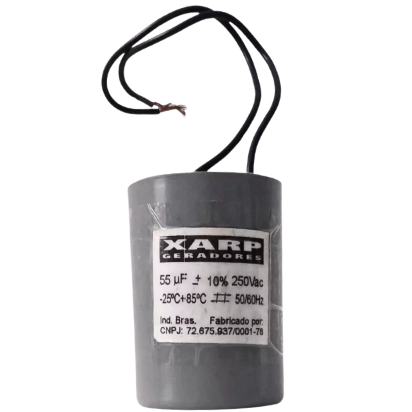 Capacitor De Partida 55uF 250V 40x70mm (2Fios)