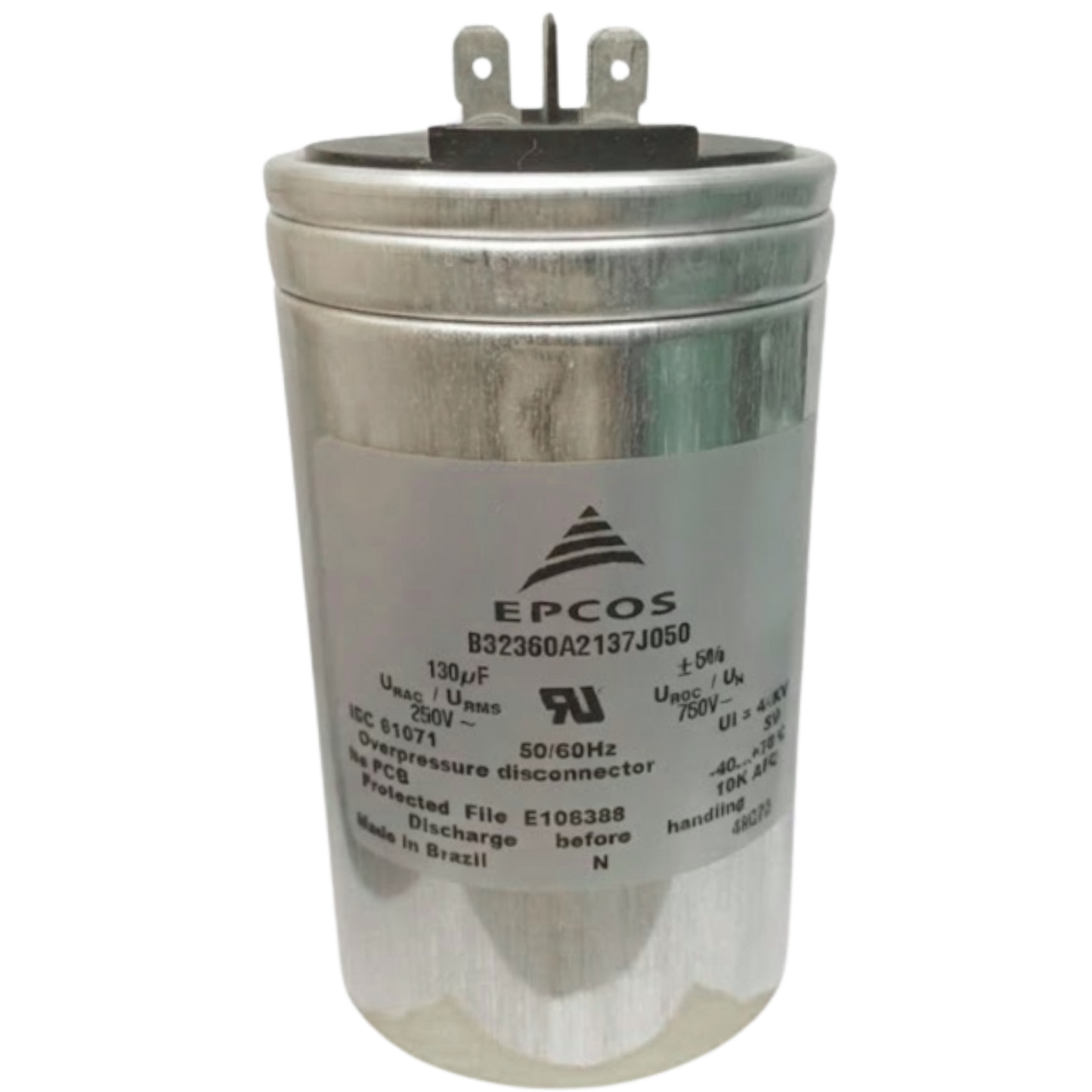 Capacitor De Partida 130uF 250V 75x150mm (Fast-on)