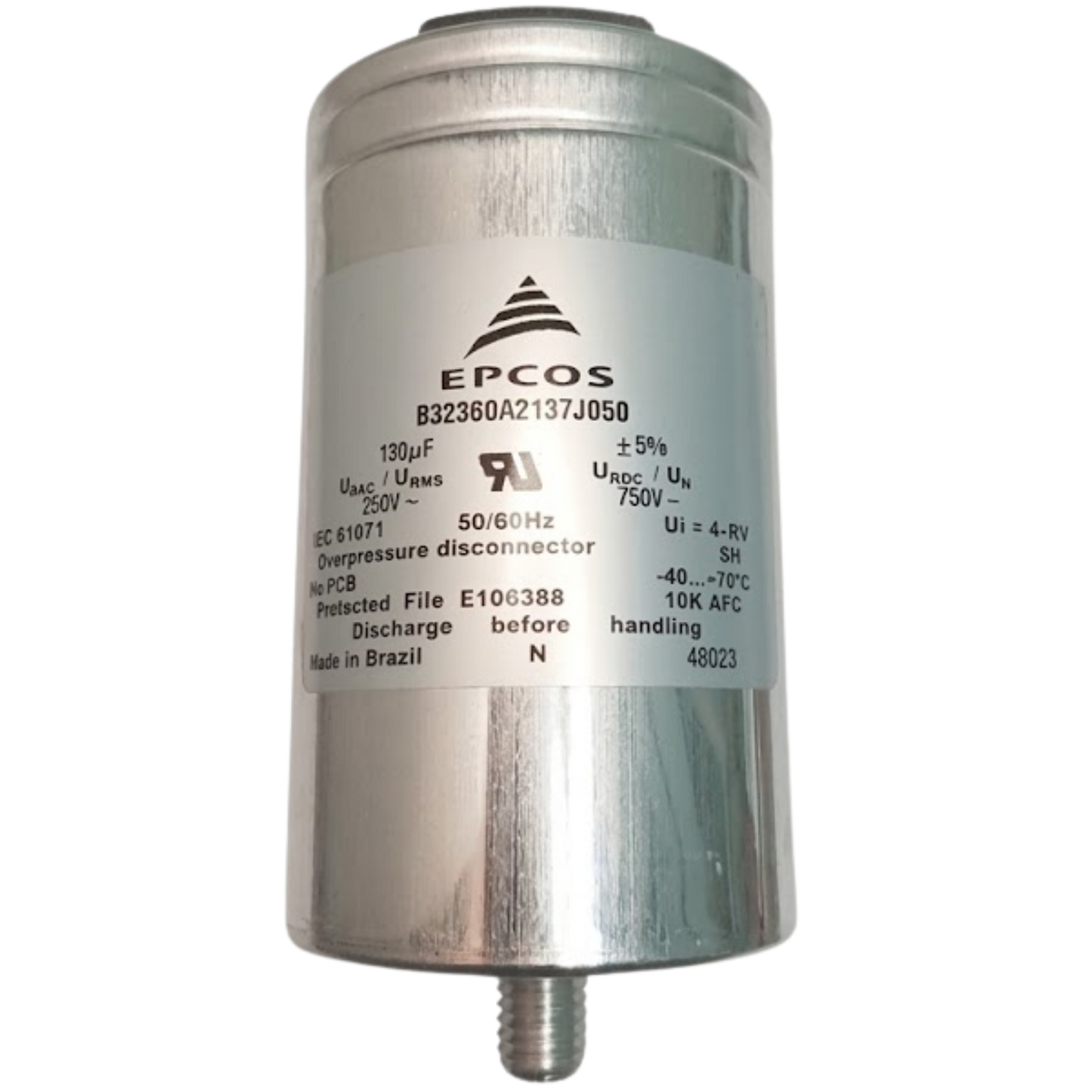 Capacitor De Partida 130uF 250V 75x150mm (Fast-on)