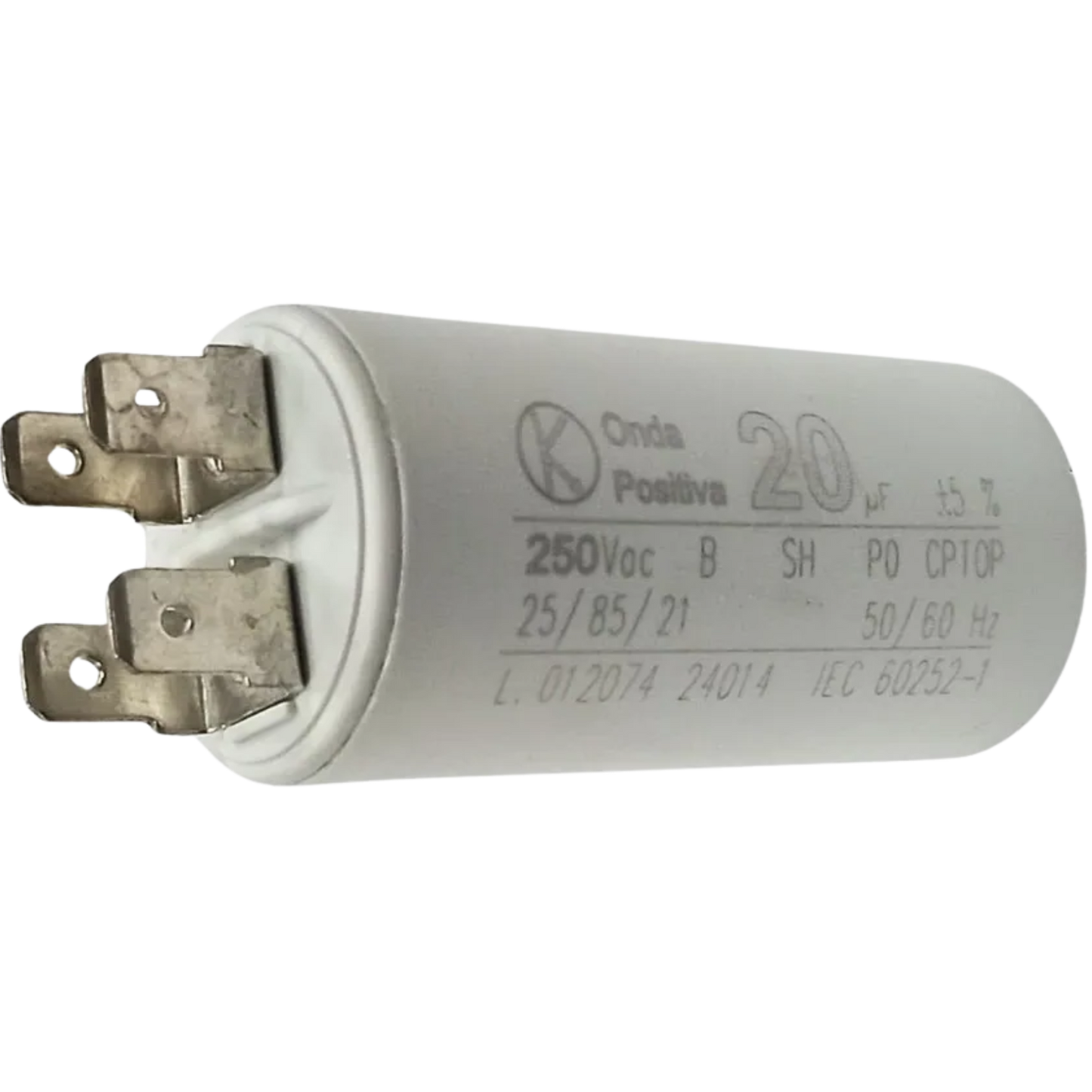 Capacitor De Partida 20uF 250V 30x60mm (Fast-on)