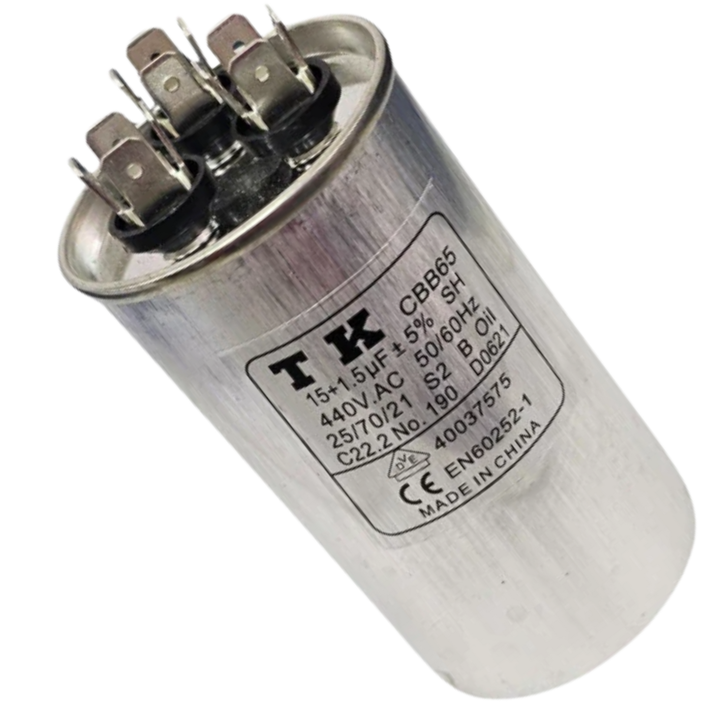 Capacitor De Partida 15uF+1,5uF 440V 50x90mm (Fast-on)