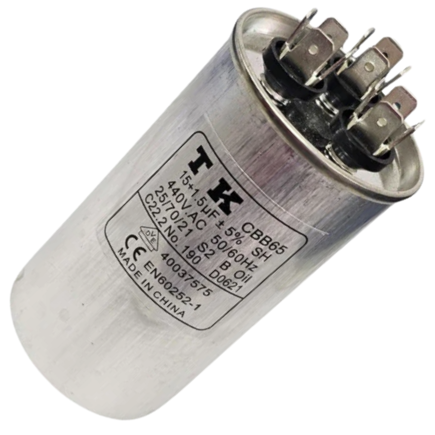 Capacitor De Partida 15uF+1,5uF 440V 50x90mm (Fast-on)