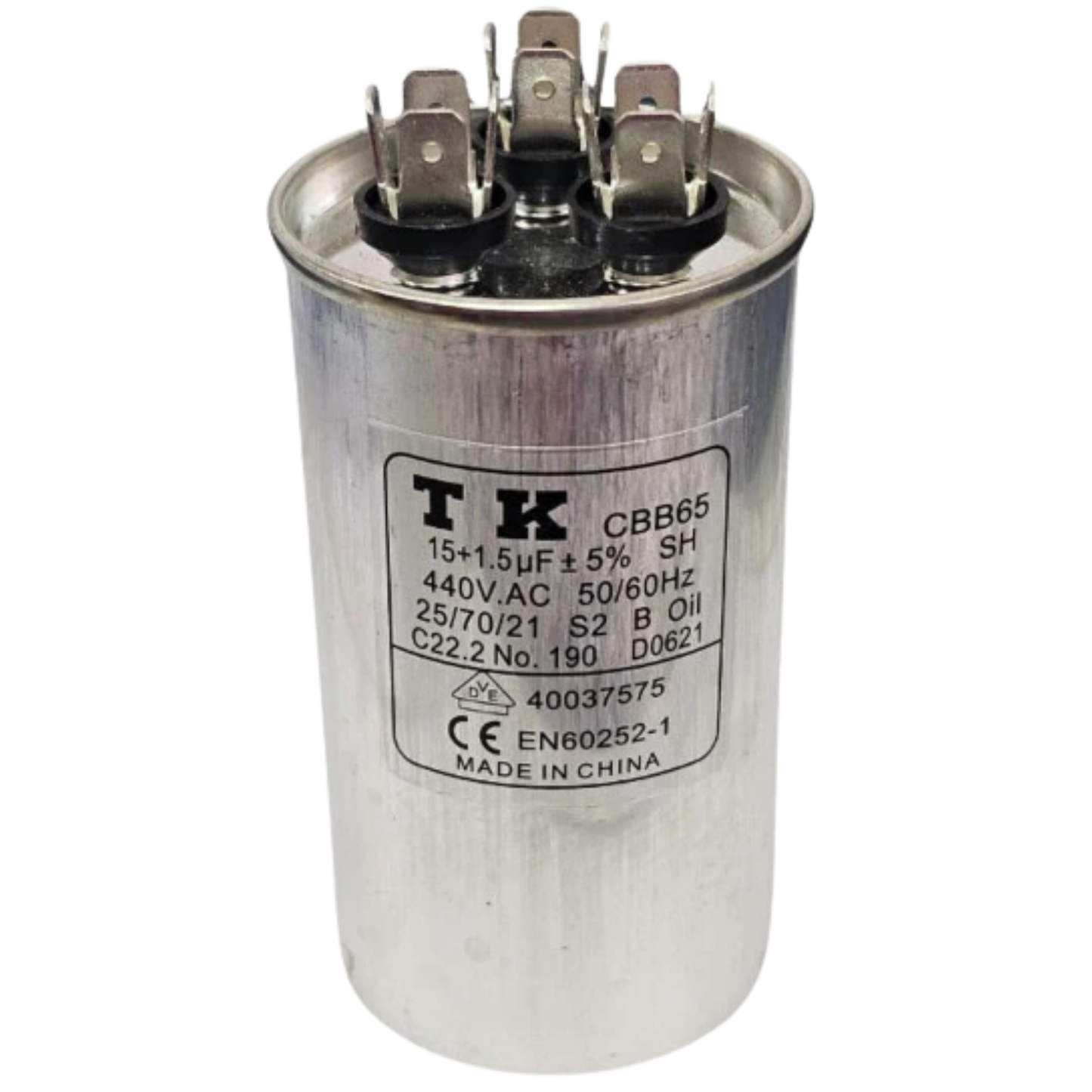 Capacitor De Partida 15uF+1,5uF 440V 50x90mm (Fast-on)