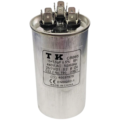 Capacitor De Partida 15uF+1,5uF 440V 50x90mm (Fast-on)