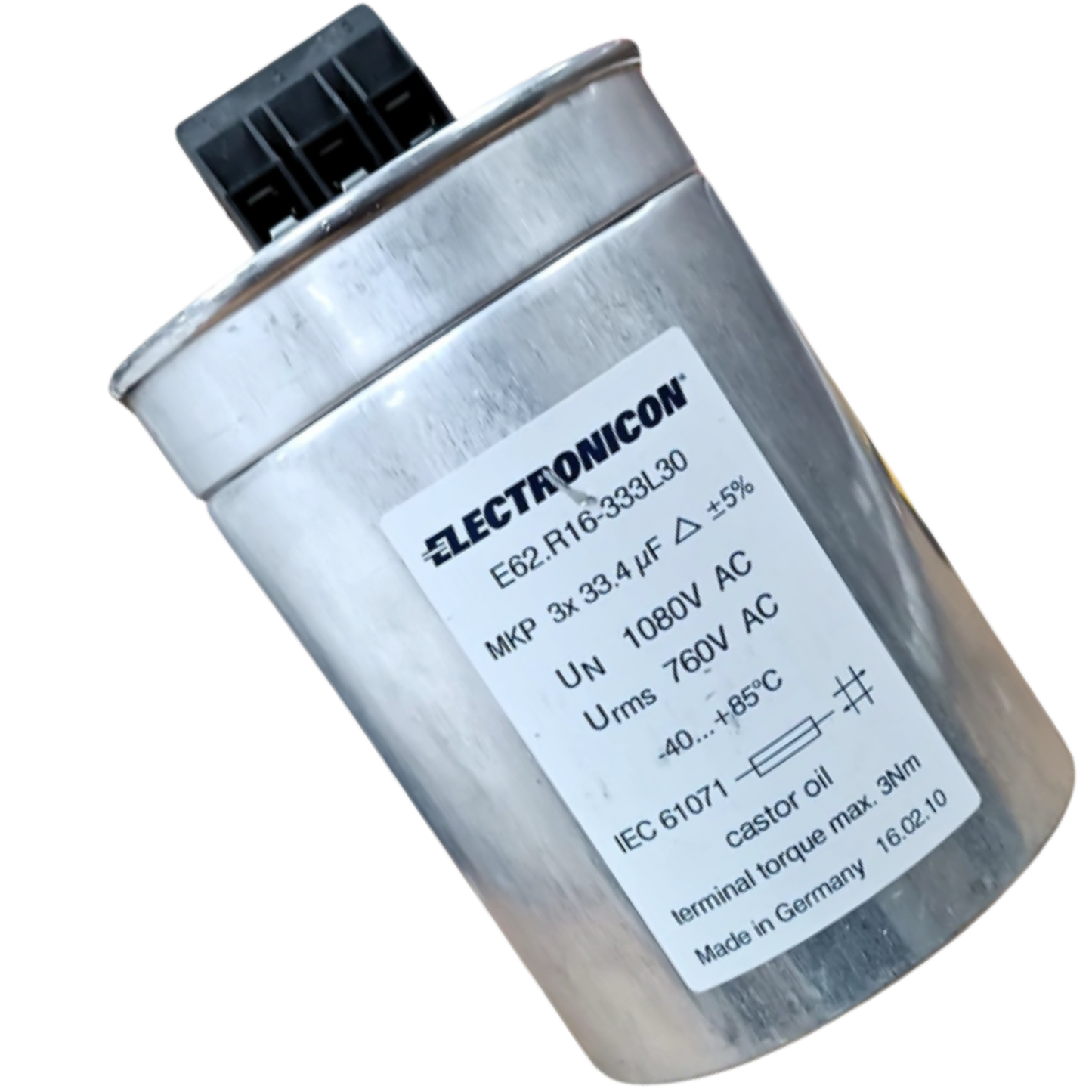 Capacitor Trifásico 33,4uF 1080V 120x165mm