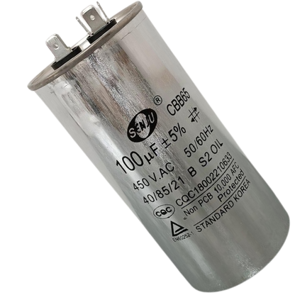 Capacitor de Partida 100uF 450V 62x125mm (Fast-on)