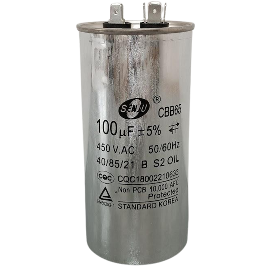 Capacitor de Partida 100uF 450V 62x125mm (Fast-on)