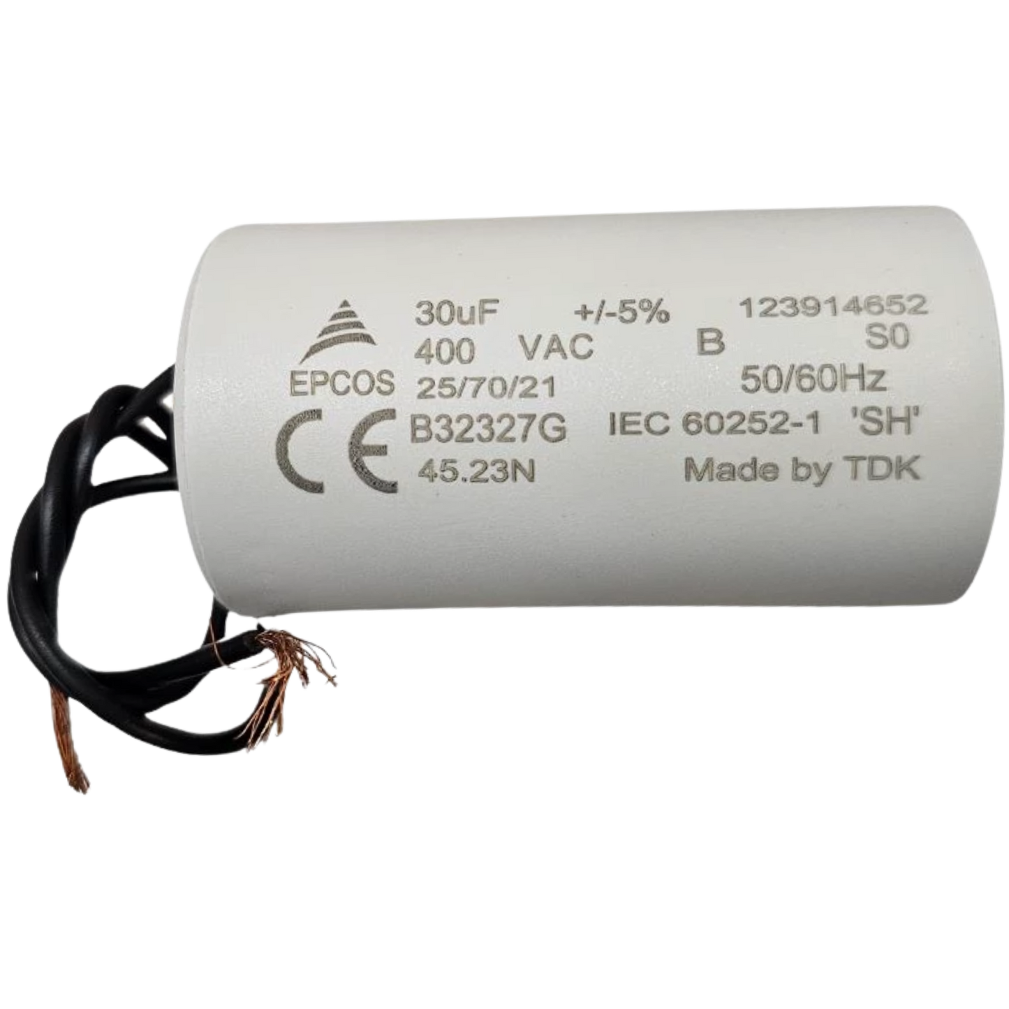 Capacitor De Partida 30uF 400V 40x72mm (2Fios)