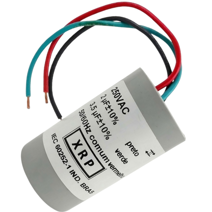 Capacitor De Partida 2uF+3,5uF 400V 25x45mm (3Fios)