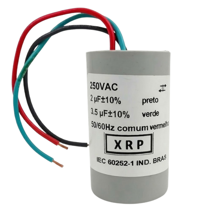 Capacitor De Partida 2uF+3,5uF 400V 25x45mm (3Fios)