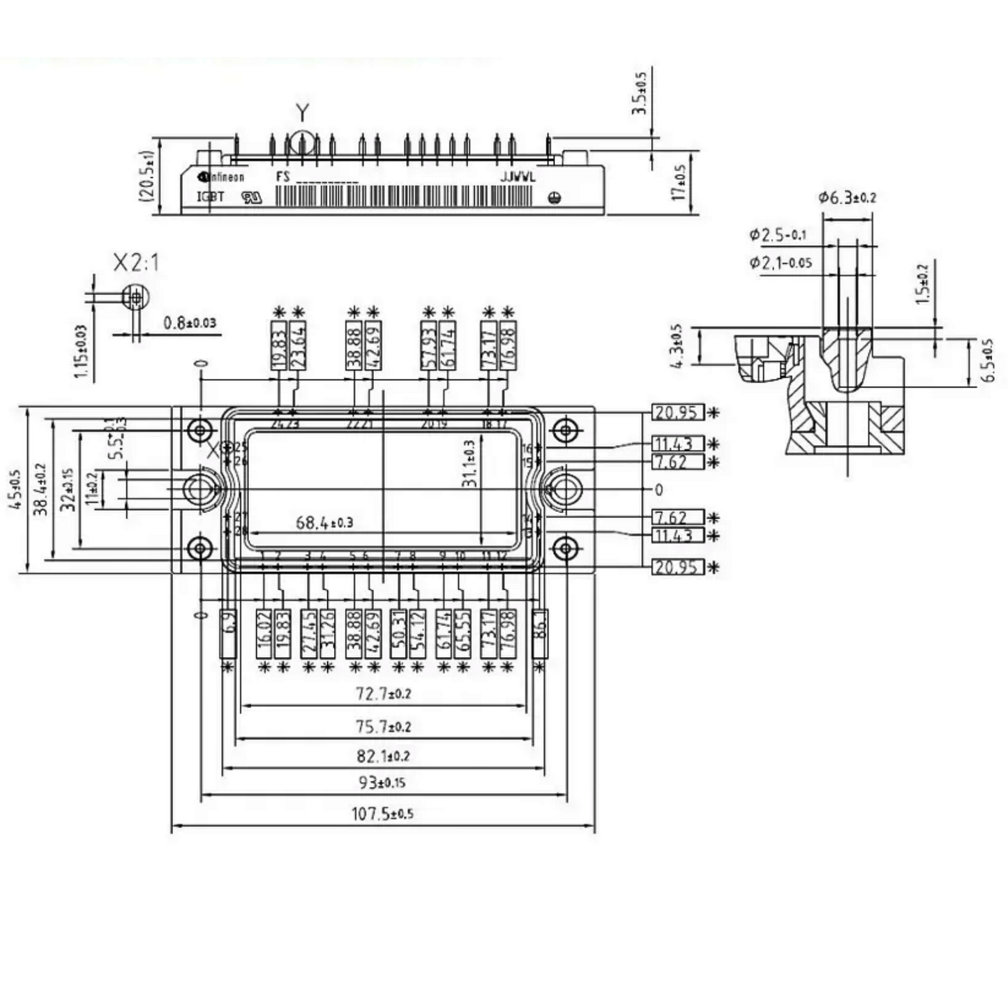 Módulo IGBT FS50R12KT4_B12 1200V 50A