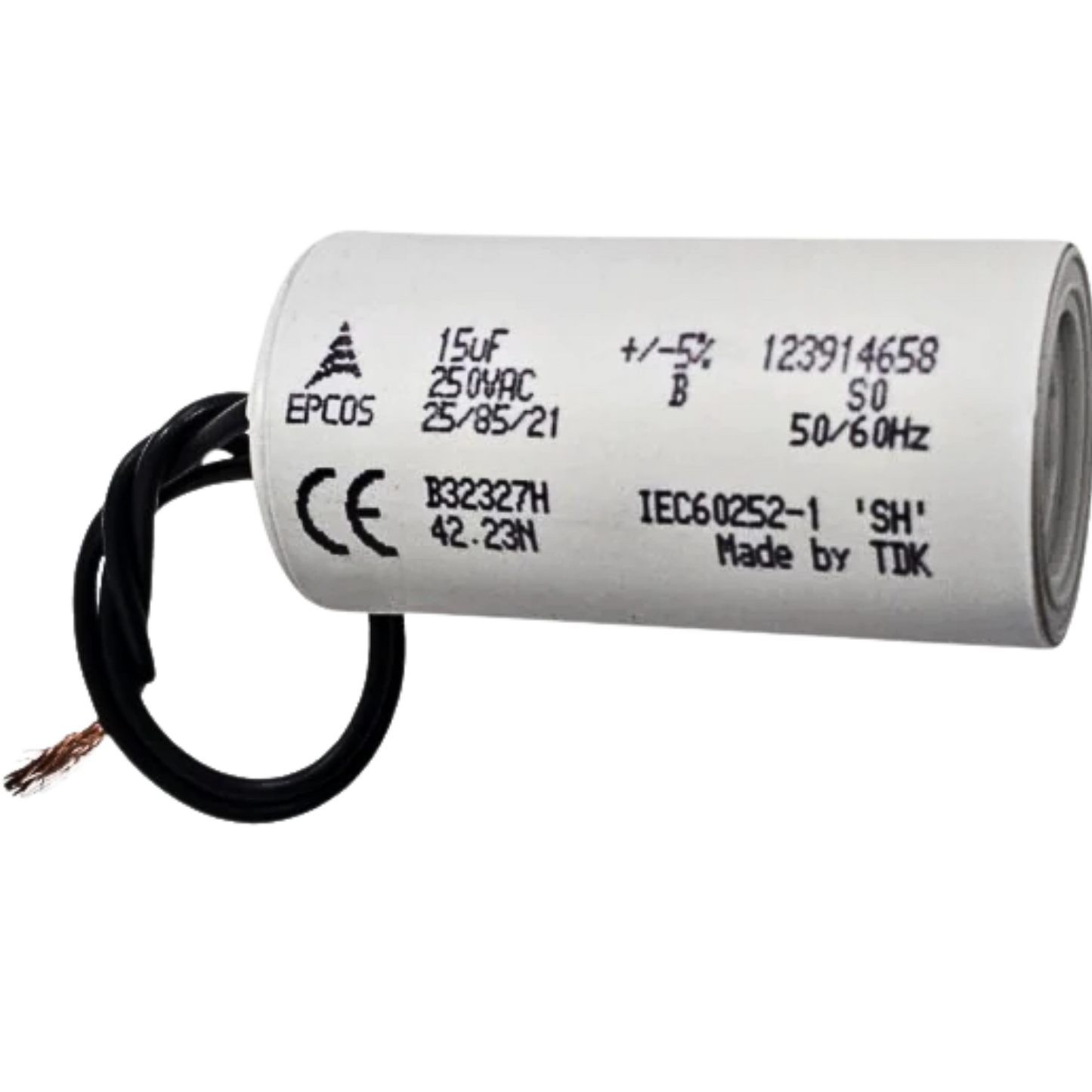 Capacitor De Partida 15uF 250V 30x60mm (2Fios)