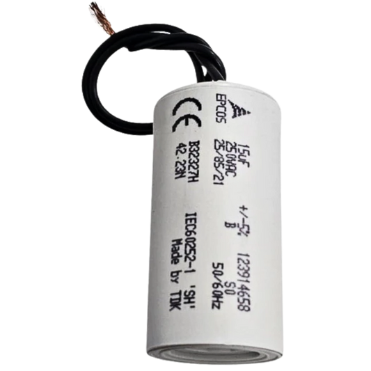 Capacitor De Partida 15uF 250V 30x60mm (2Fios)