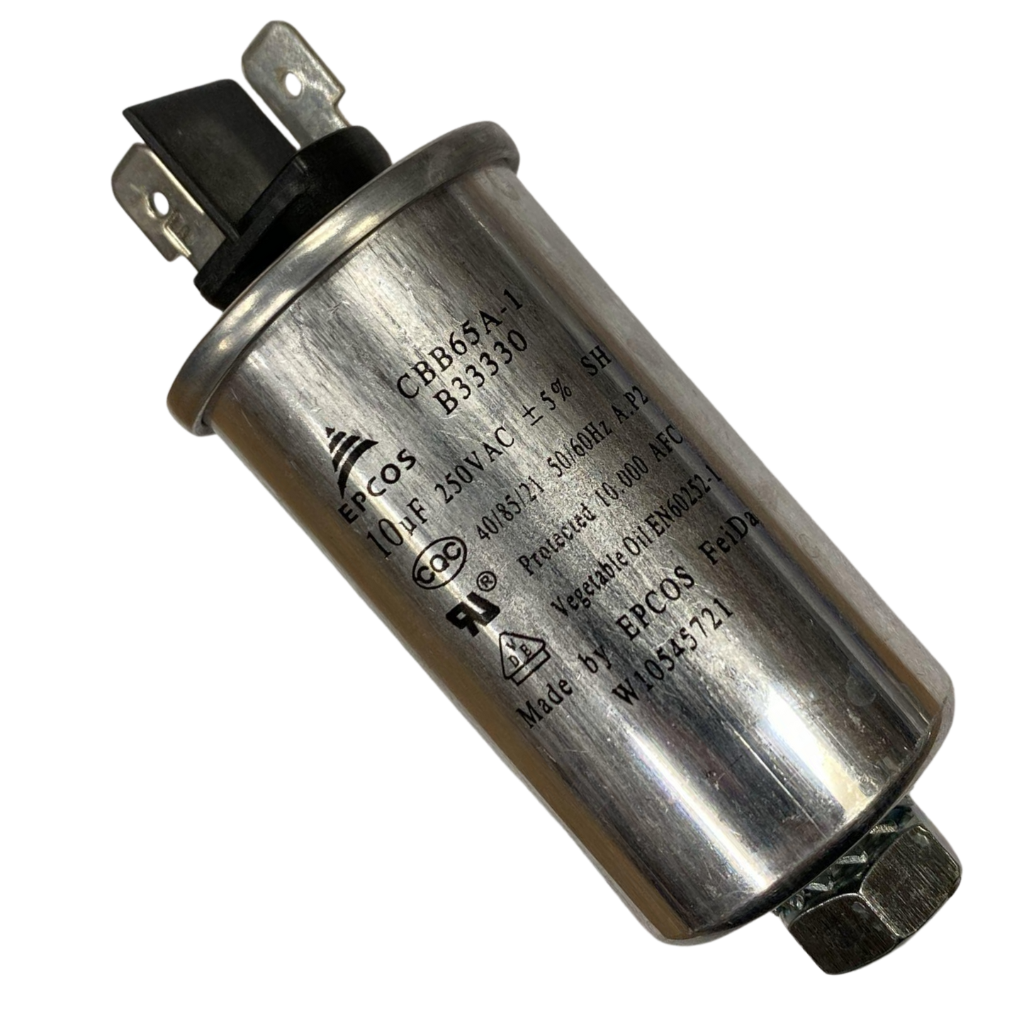 Capacitor De Partida 10uF 250V 90x35mm (Fast-on)