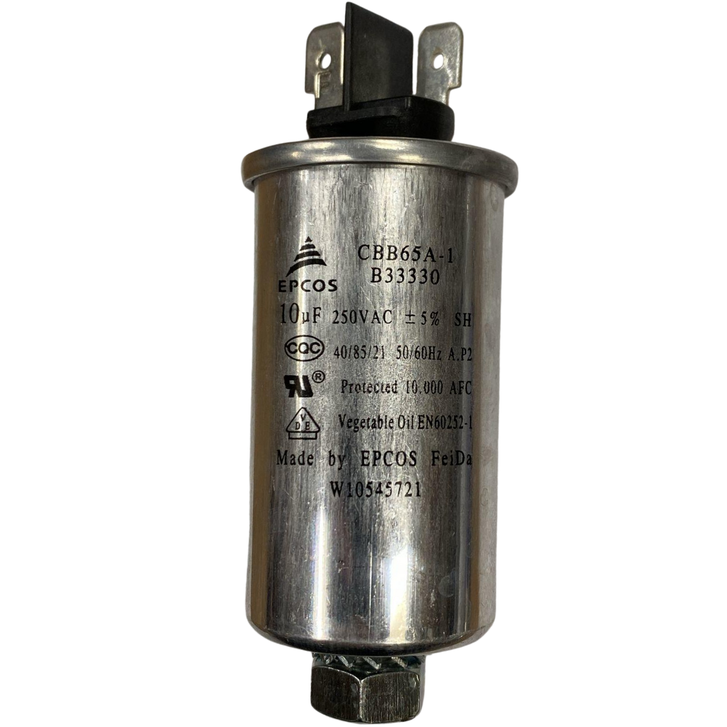Capacitor De Partida 10uF 250V 90x35mm (Fast-on)